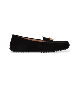 Lauren Ralph Lauren para mujer. 802821629018 Mocasines Barnsbury de ante negro (35), Plano, Ninguno, Casual, Clásico