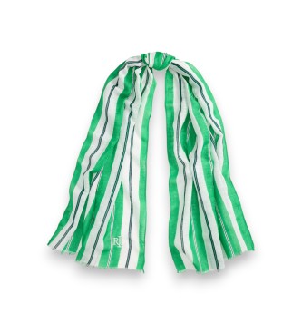 Lauren Ralph Laurenvoor vrouwen. 454P09797001 Sjaal van linnen en katoen met groene strepen (OSFA), Casual, Vlas