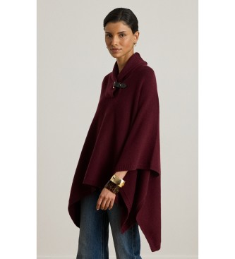 Lauren Ralph Laurenvoor vrouwen. 200P03462001 Poncho van gebreide wol mix in granaatrood (XXS/XS), Casual, Granaatappel, Klassiek