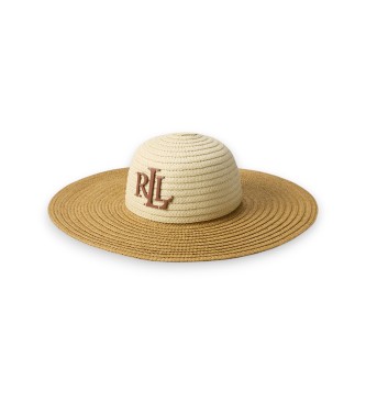 Lauren Ralph Lauren para mujer. 454937146001 Sombrero de paja de dos tonos beige (OSFA), Casual, Papel