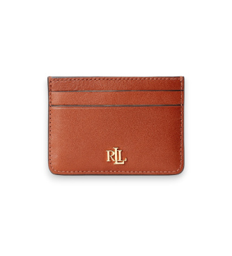 Lauren Ralph Laurenvoor vrouwen. 432876732002 Bruine leren kaarthouder (OSFA), Casual, Klassiek, Leer
