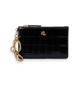 Lauren Ralph Lauren para mujer. 432979863005 Tarjetero de piel con cremallera negro (OSFA), Casual, Clásico
