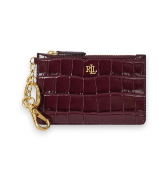 Lauren Ralph Lauren para mujer. 432979863006 Tarjetero de piel con cremallera granate (OSFA), Casual, Clásico