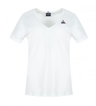 Le Coq Sportif para mujer. Camiseta Essentiels SS Col V NÂ°1 blanco