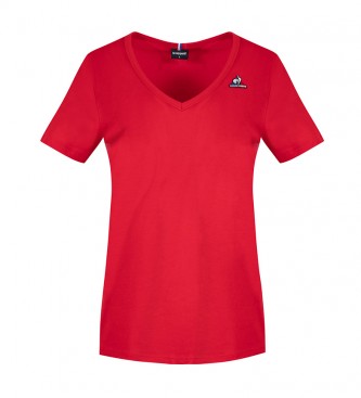 Le Coq Sportif para mujer. Camiseta Essentiels SS Col V NÂ°1 rojo