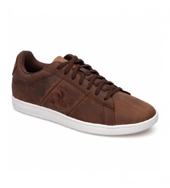 Le Coq Sportif para hombre. Zapatillas de piel Courtclassic marrÃ³n