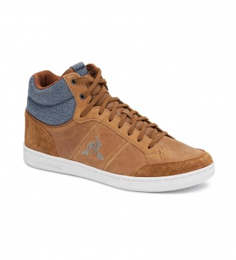 Le Coq Sportif. Zapatillas de piel Court Arena Workwear marrÃ³n