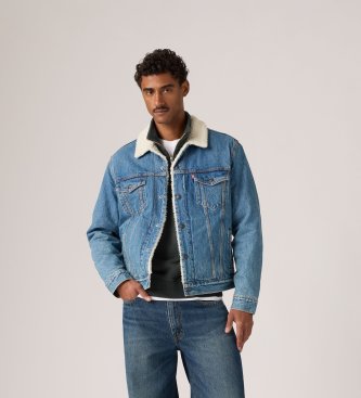 Levi's para hombre. 16365-0346 Chaqueta Type 3 Sherpa Trucker azul medio (S), Casual, Algodón, Manga larga