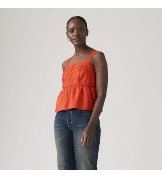 Levi's para mujer. 005KV-0003 Blusa Mimi rojo (M), Casual, Algodón, Sin mangas / Tirantes