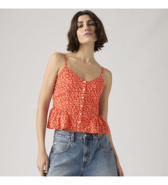 Levi's para mujer. 005EM-0006 Blusa Monet rojo (L), Casual, Algodón, Sin mangas / Tirantes
