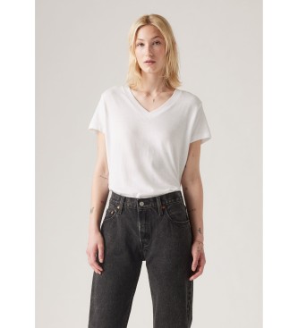Levi's para mujer. A8774-0001 Camiseta con cuello de pico cuadrada blanco (S), Casual, Algodón, Manga corta