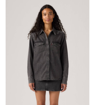 Levi's para mujer. 16786-0108 Camisa Western Iconic negro (M), Casual, Algodón, Manga larga