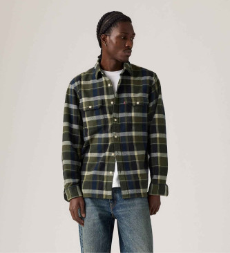 Levi's para hombre. 19573-0288 Camisa Jackson Worker verde (S), Casual, Algodón, Manga larga