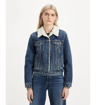 Levi's para mujer. 36136-0063 Cazadora Sherpa Trucker azul (XS), Casual, Algodón, Denim, Manga larga