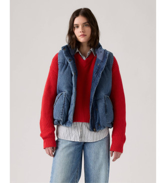 Levi's para mujer. A8526-0005 Chaleco Abullonado Western azul (M), Casual, Algodón