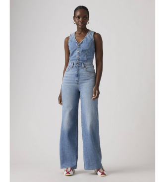 Levi's para mujer. 0002R-0001 Mono Lightweight De Pierna Ancha En Denim azul (28), Casual, Algodón, Sin mangas / Tirantes