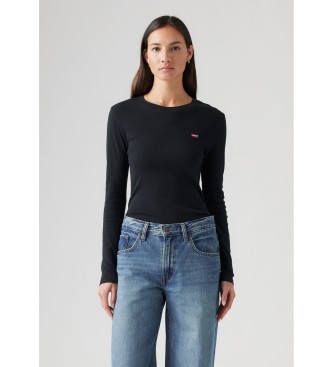 Levi's para mujer. 000KL-0001 Camiseta Essential Housemark negro (XS), Casual, Algodón, Manga larga