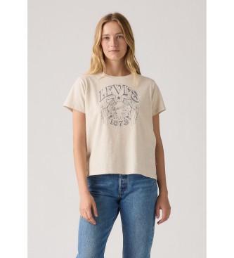 Levi's para mujer. A8804-0050 Camiseta Graphic Boxy (L), Beige, Casual, Algodón, Manga corta