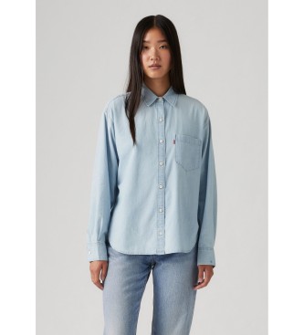 Levi's para mujer. 001HM-0000 Camisa Harlie Boyfriend azul (L), Casual, Algodón, Manga larga
