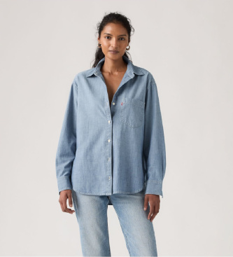 Levi's para mujer. 001HM-0021 Camisa Harlie Boyfriend azul (S), Casual, Algodón, Manga larga