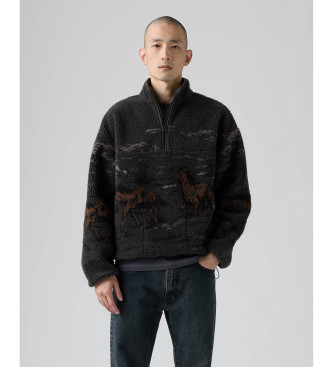 Levi's para hombre. 003WP-0000 Sudadera Idyllwild Sherpa Popover negro (L), Casual, Poliéster