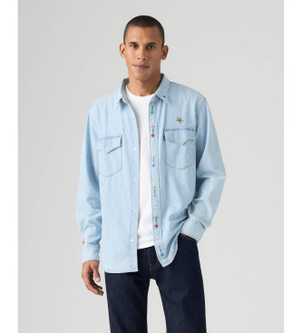 Levi's para hombre. A1919-0076 Camisa Western De Fit Holgado azul (S), Casual, Algodón, Manga larga