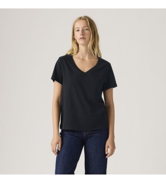 Levi's para mujer. 005J6-0012 Camiseta Favorite de pico negro (L), Casual, Algodón, Manga corta