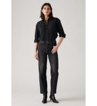 Levi's para mujer. 72693-0257 Jeans Ribcage Straight Ankle negro (29/27), Casual, Algodón, Denim