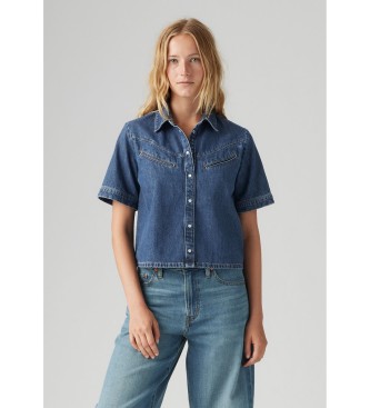 Levi's para mujer. 001SL-0001 Camisa Rinoa Camp azul (S), Casual, Algodón, Manga corta