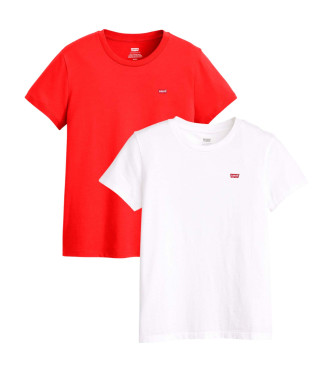 Levi'svoor vrouwen. 74856-0023 Set van 2 T-shirts met korte mouwen wit, rood (S), Casual, Katoen