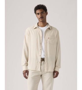 Levi's para hombre. 85746-0197 Camisa Sunset Pocket (XL), Beige, Casual, Lino, Manga larga