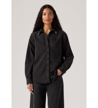 Levi's para mujer. A7244-0076 Camisa Teodora Western negro (XS), Casual, Algodón, Manga larga