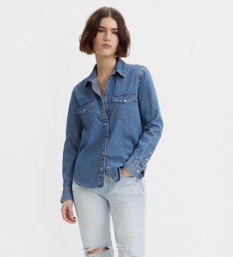 Levi's para mujer. 86832-0018 Camisa The Ultimate Western azul (XL), Casual, Algodón, Manga larga