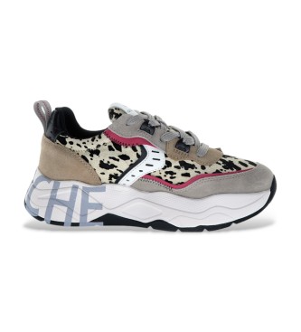 Voile blanche para mujer. 2017475 Zapatillas de Piel Club105 gris (38), 3 a 5cm, Cordones, Casual, Animal print