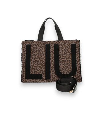 Liu Jovoor Vrouwen. 2F6037-T6089 Grote Tote Tas Met Bruine Dierenprint (Osfa), Casual, Polyester