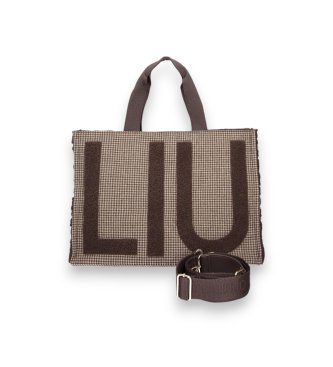 Liu Jo Für Damen. 2F6037-T0300 Große Braune Karierte Stofftasche (Osfa), Lässig, Polyester