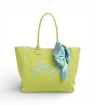 Liu Jo para mujer. AA6200 T546A Bolso Shopper logotipo verde (OSFA), Casual, Tela