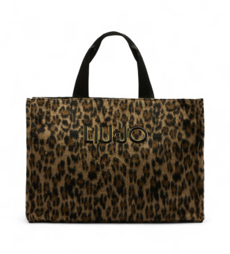 Liu Jo para mujer. 2F5027-T6089 Bolso tote grande con estampado animal marrón (OSFA), Casual, Animal print, Poliéster