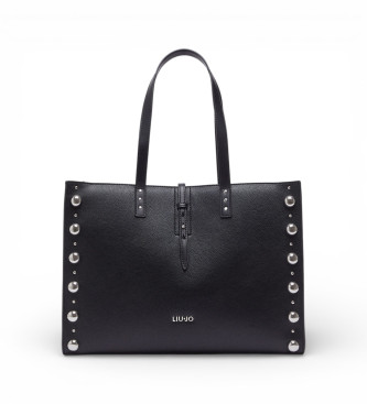 Liu Jo para mujer. AA6223 ES031 Bolso tote grande con tachuelas negro (OSFA), Casual, Poliuretano