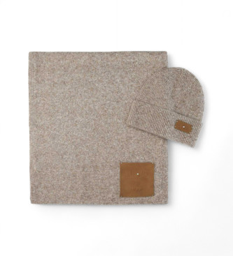 Liu Jo para mujer. 2F5014-M0300 Conjunto de gorro y bufanda beige (OSFA), Casual, Lana