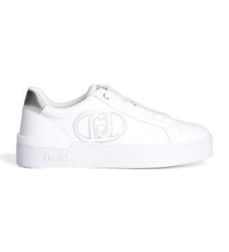 Liu Jo para mujer. BA4041PX02601111 Zapatillas de piel con logotipo grande blanco (40), Plano, Cordones, Casual, Liu Jo outlet 2024.