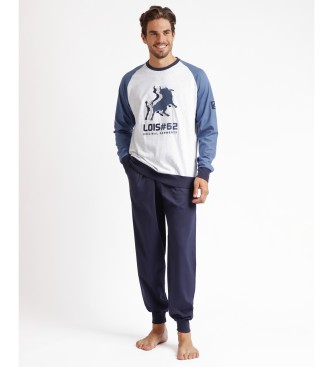 Lois para homem. Pijama de manga comprida Ranglan Frame azul