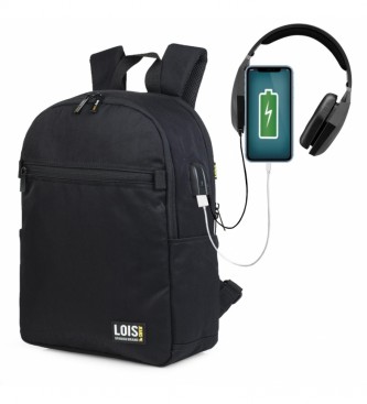 Lois. Mochila com Usb 305436 -29x39x13 cm- preto Lois