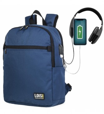 Lois. Mochila con Usb 305436 -29x39x13 cm- marino Lois