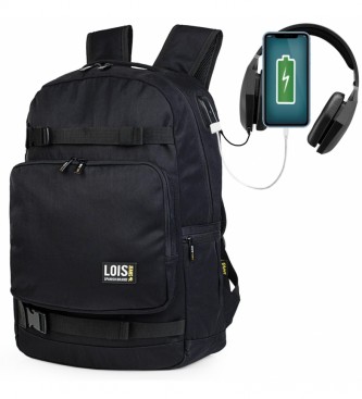 Lois. Mochila com Usb 305437 -31x45x14 cm- preto Lois