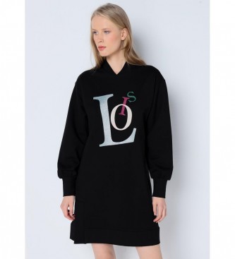 Lois Jeans para mujer. 464382371 Vestido Sudadera con apertura lateral negro (XS), Casual, Algodón, Manga larga