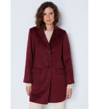 Lois Jeans para mujer. 470372011 Abrigo de paño granate (XS), Casual, Poliéster, Manga larga, Burdeos