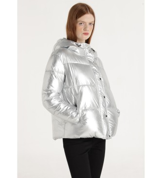Lois Jeans para mujer. 470932859 Abrigo Julieta plateado (L), Plata, Casual, Poliéster