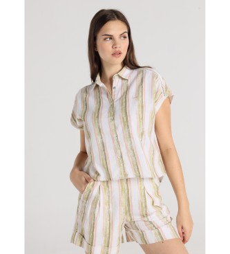 Lois Jeans para mujer. 431742726 Camisa Manga corta estampado de rayas efecto acuarela multicolor (L), Casual, Algodón