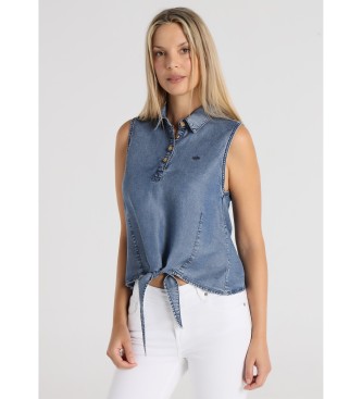 Lois Jeans para mujer. 431852735 Camisa Sin mangas detalle nudo lazado azul (XS), Casual, Sintético, Sin mangas / Tirantes